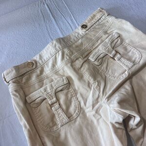 Yellow/Beige Corduroy Pants with Golden Buttons